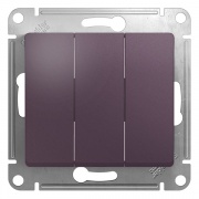 Трехклавишный выключатель 10A механизм SE Glossa, сиреневый туман
