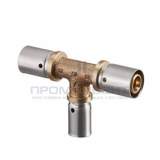 Тройник переходной Oventrop Cofit P - 40x3.5 x 32x3.0 x 40x3.5 (прессовой, латунь)