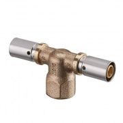Тройник с переходом на внутреннюю резьбу Oventrop Cofit P - 32x3.0 x 1/2" (прессовой, бронза)