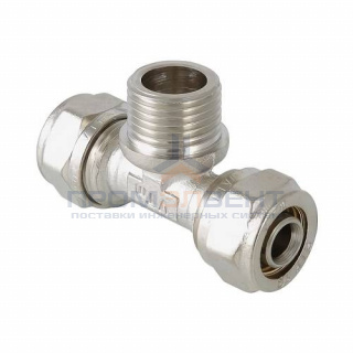 Тройник с переходом на наружную резьбу VALTEC VTm.333 - 32 x 1" (винтовой, для металлопласт.труб)