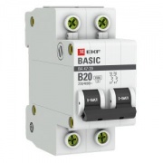 Автоматический выключатель EKF Basic ВА 47-29 2P 20А (B) 4,5кА (автомат электрический)