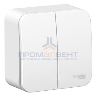 Выключатель 2-клавишный (cх.5) Blanca Schneider Electric 6А 250В белый монтажная пластина