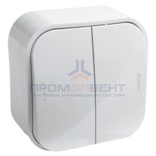 Переключатель двухклавишный на 2 направления, белый