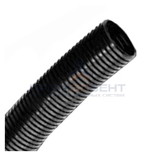 Труба PA6V0, гибкая гофр. д.16мм, без протяжки, цвет тёмно-серый [бухта 100м]